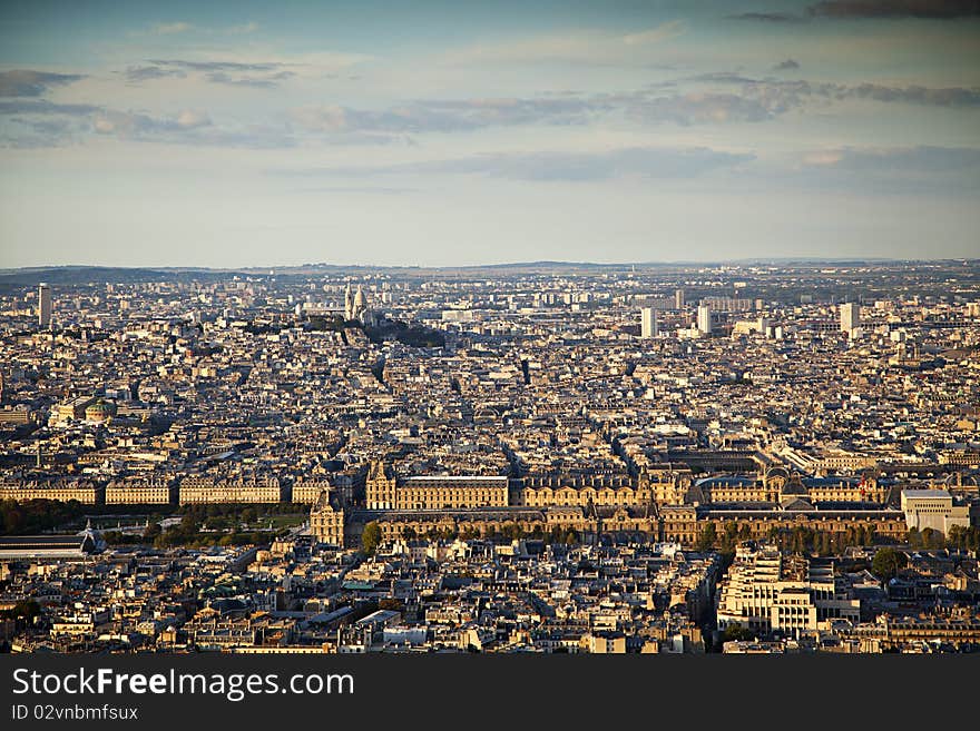 Large Paris view from Montparnasse's roof. Large Paris view from Montparnasse's roof