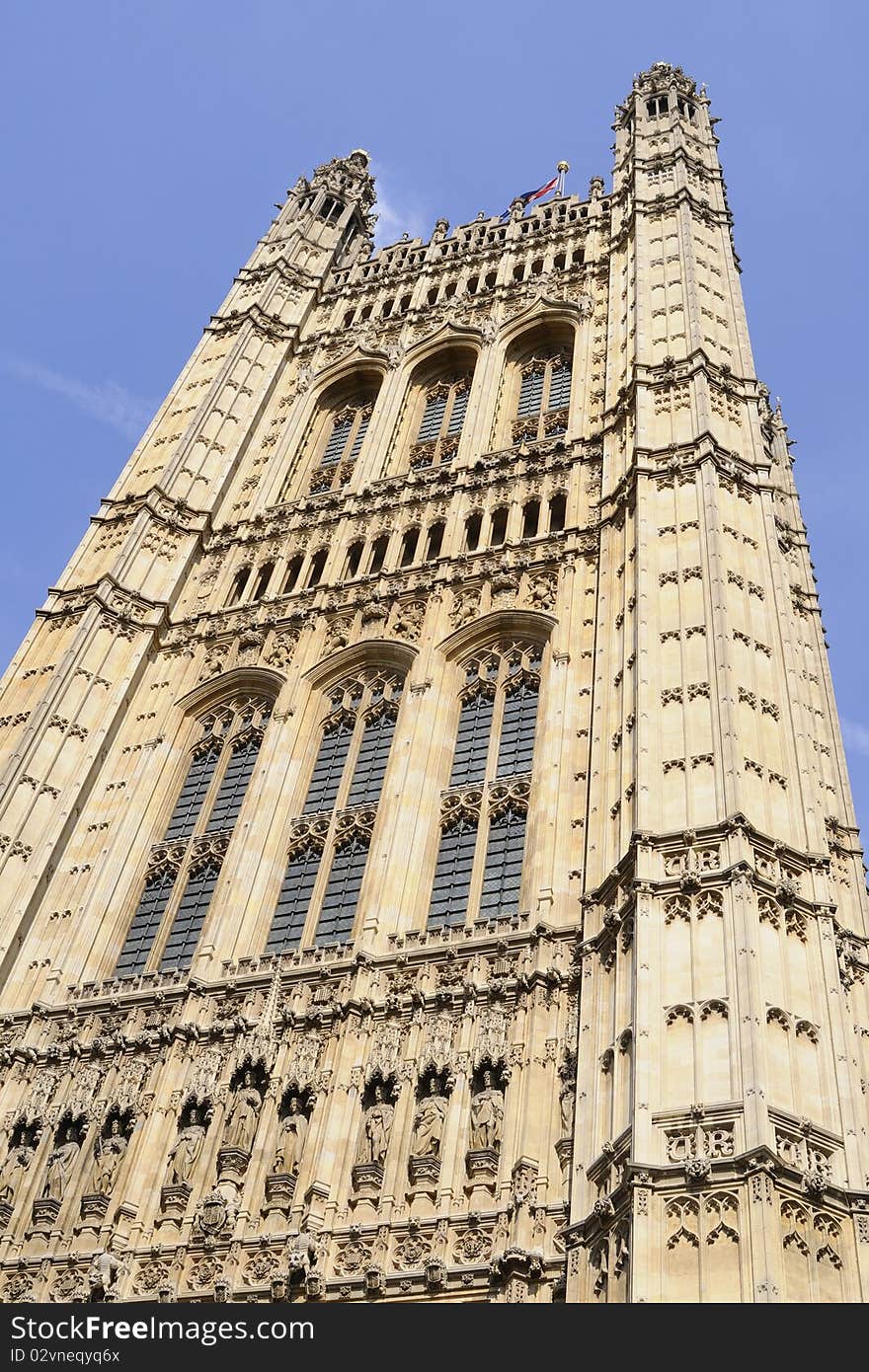 Architectural details of houses of parliament from city of westminster, london uk