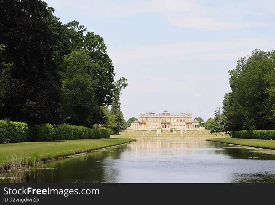 Water surfaces of lake and sculptures decorating english gardens. Water surfaces of lake and sculptures decorating english gardens