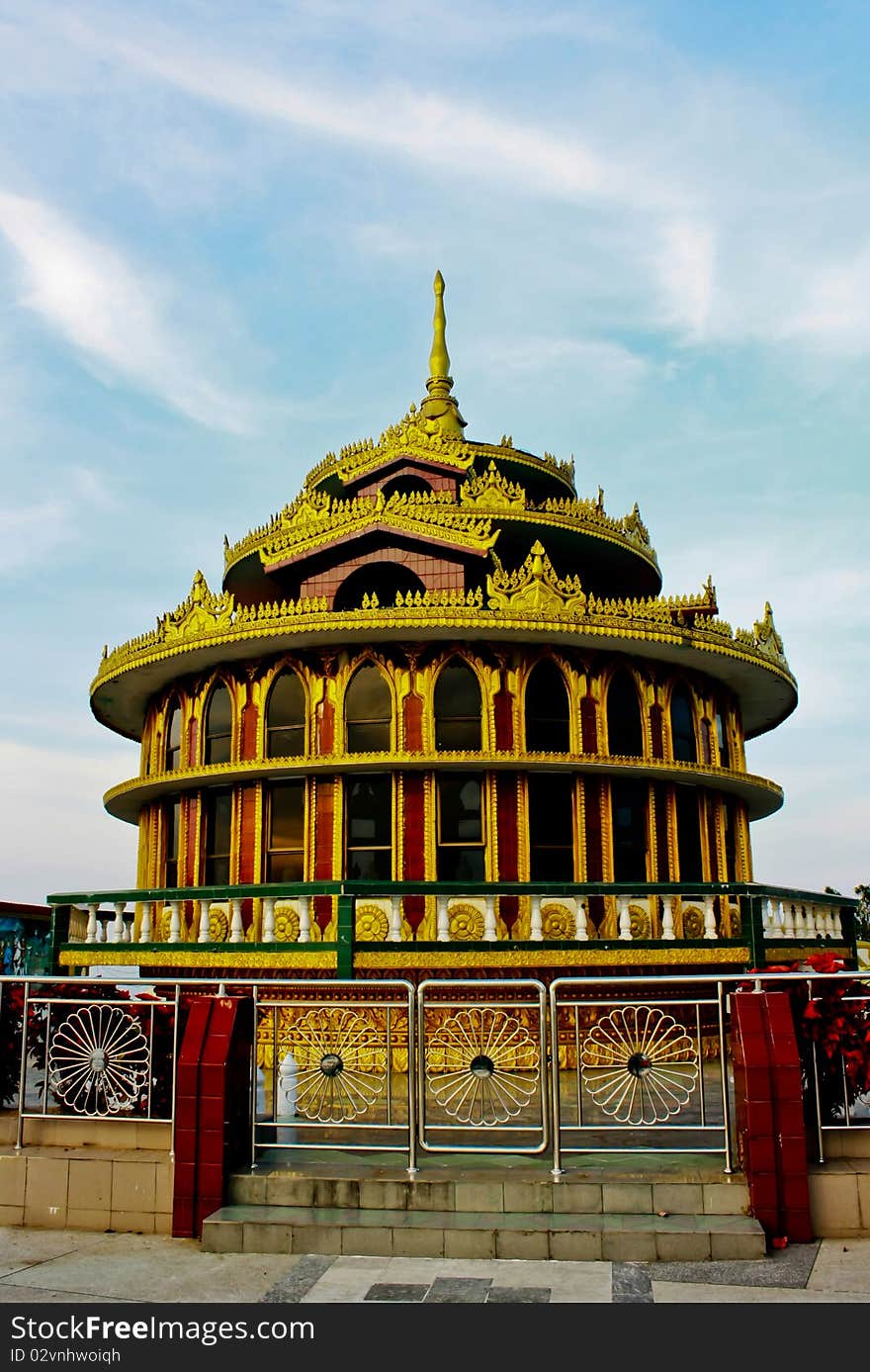 Gold pagoda in sky background