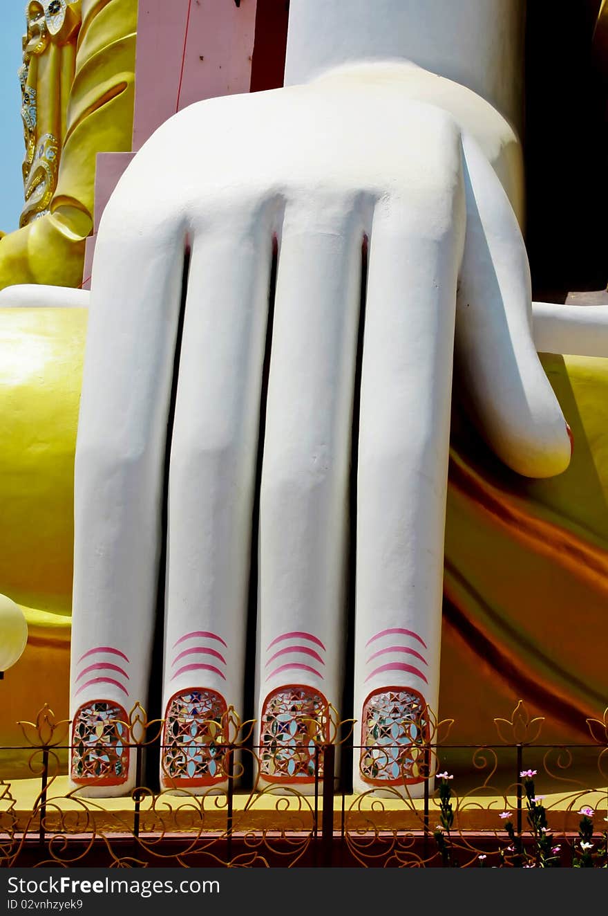 White hand of buddha image