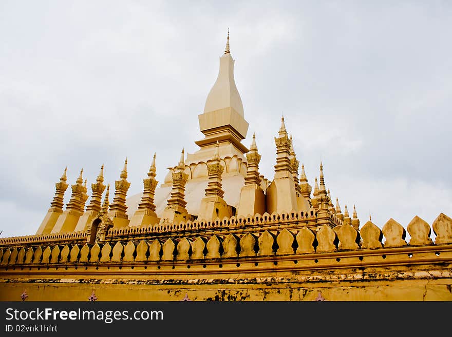 Gold architecture buddha pagoda in lao