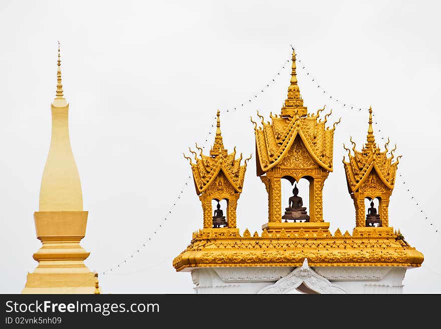 Gold architecture buddha pagoda in lao