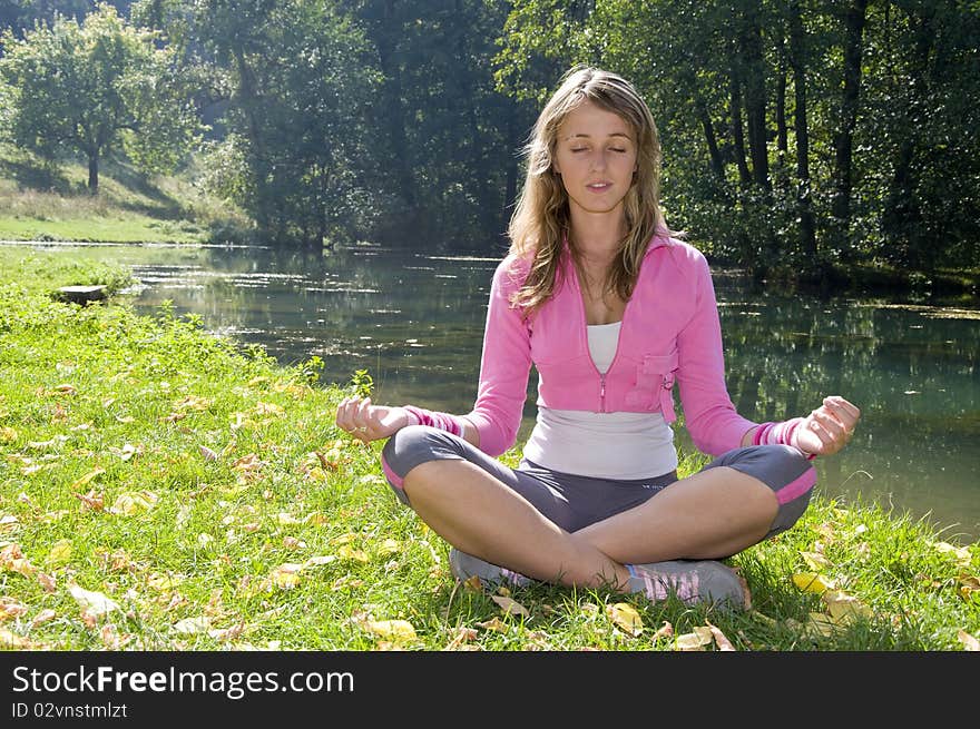 Nice looking girl relaxing her soul. Nice looking girl relaxing her soul