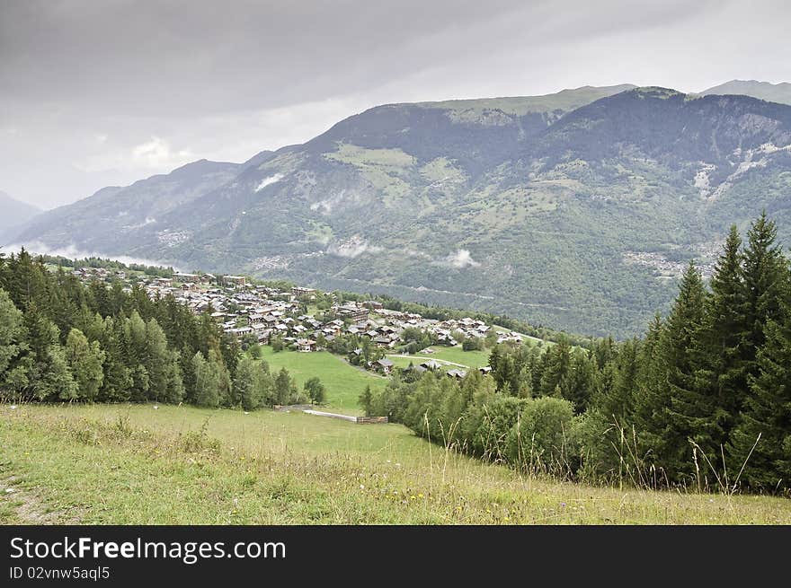 This image shows a forested landscape of La Vanoise National Park. This image shows a forested landscape of La Vanoise National Park