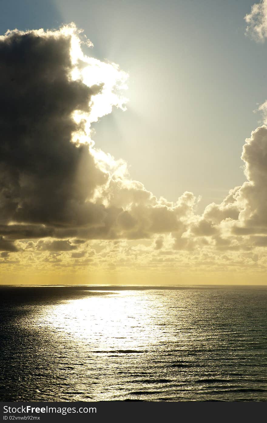 Dramatic sunset over sea