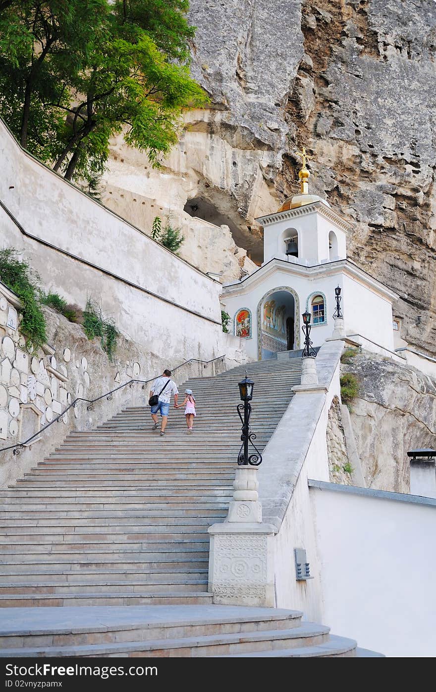 The temple in the mountain. Uspenskiy Monastery, Ukraine.