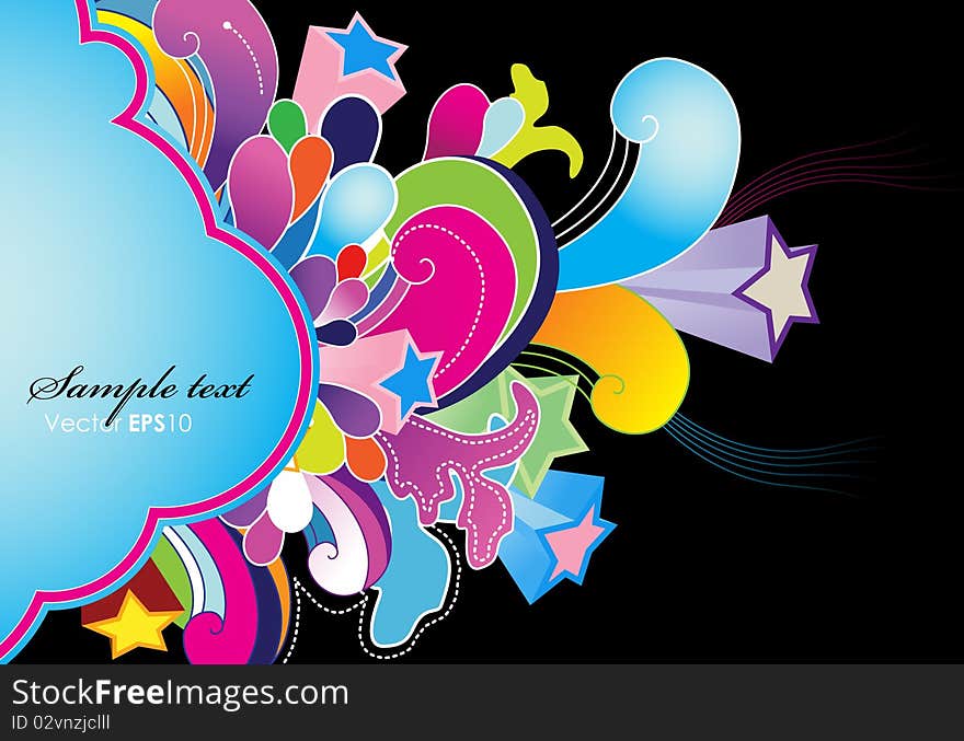 Abstract background with colored flowers