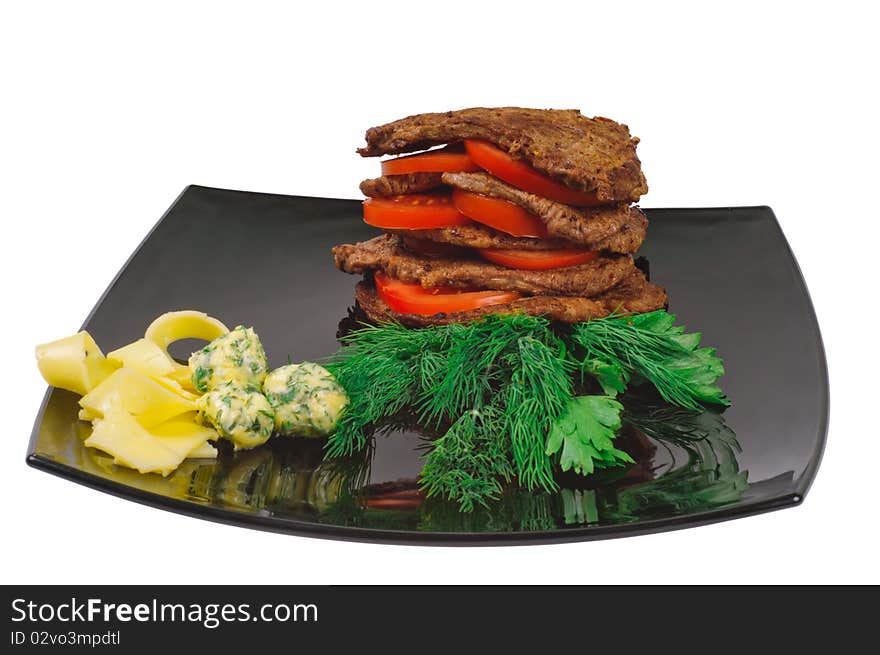 Roast beef on a plate