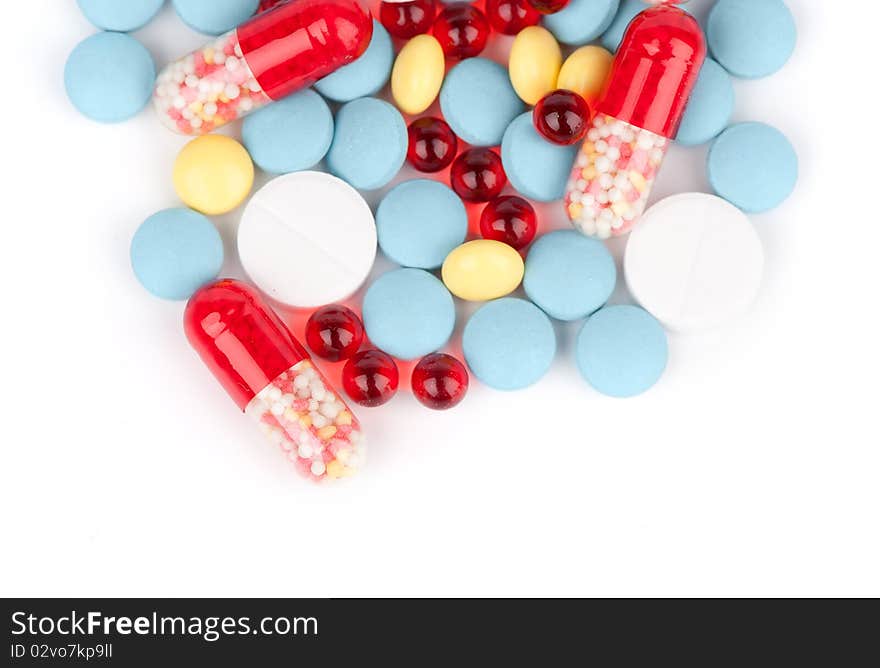 Close up of colorful tablets and capsules