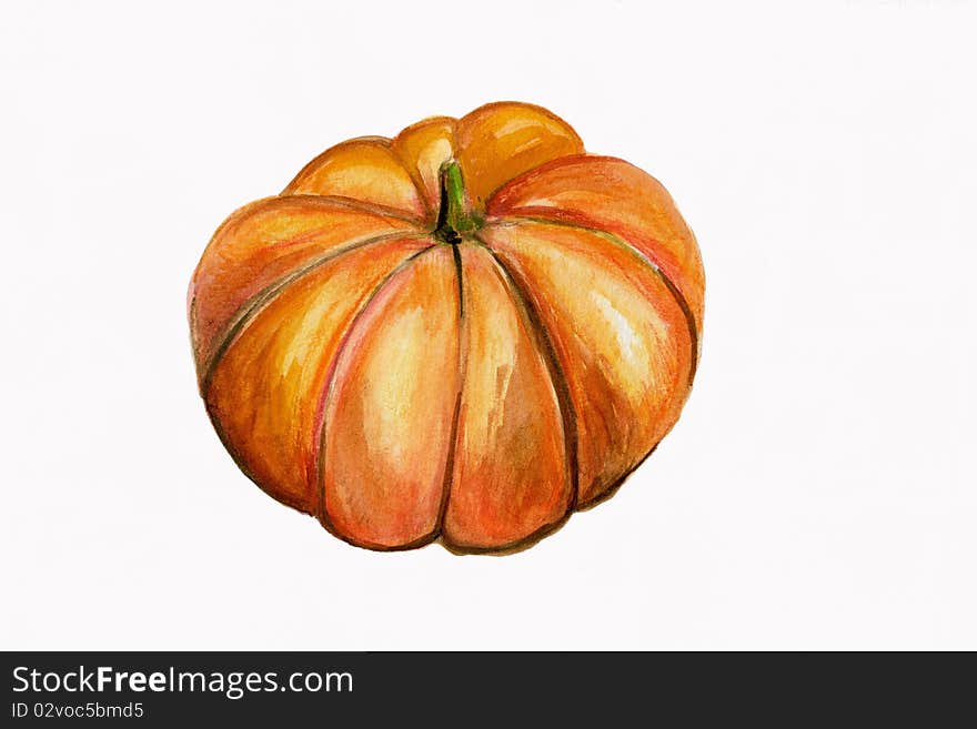 Illustration, Single Pumpkin