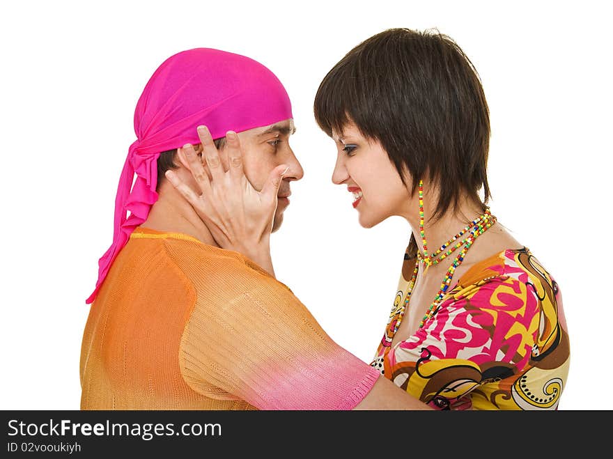 Young couple in dance on white background. Young couple in dance on white background