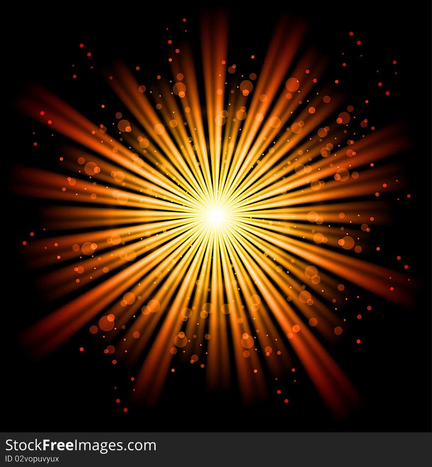 Yellow bursting star isolated in black space. Yellow bursting star isolated in black space