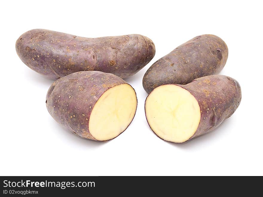 Fresh potatoes on white background