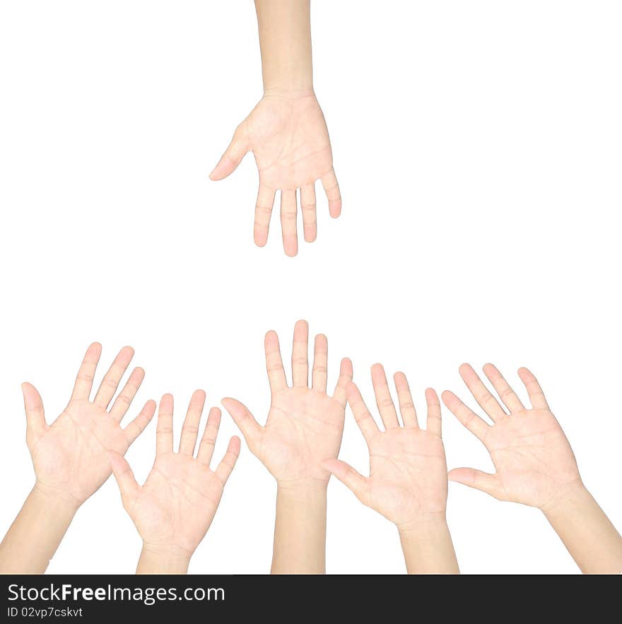 Hand signal on white background