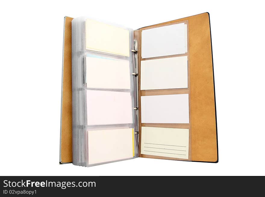 The image of blank visit cards in the organizer