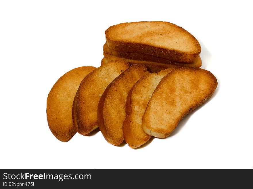 Rusks on white background