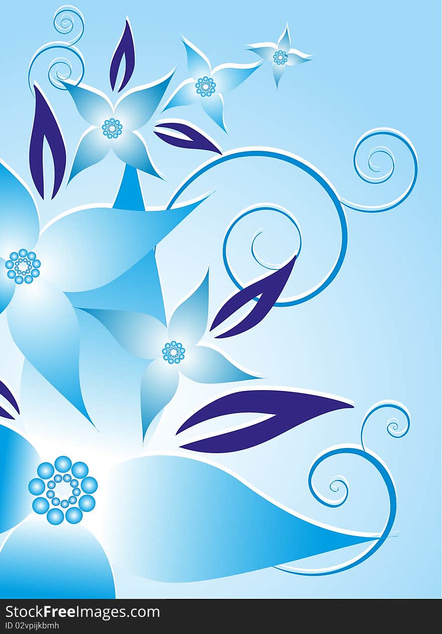 Abstract flower on blue background. Abstract flower on blue background