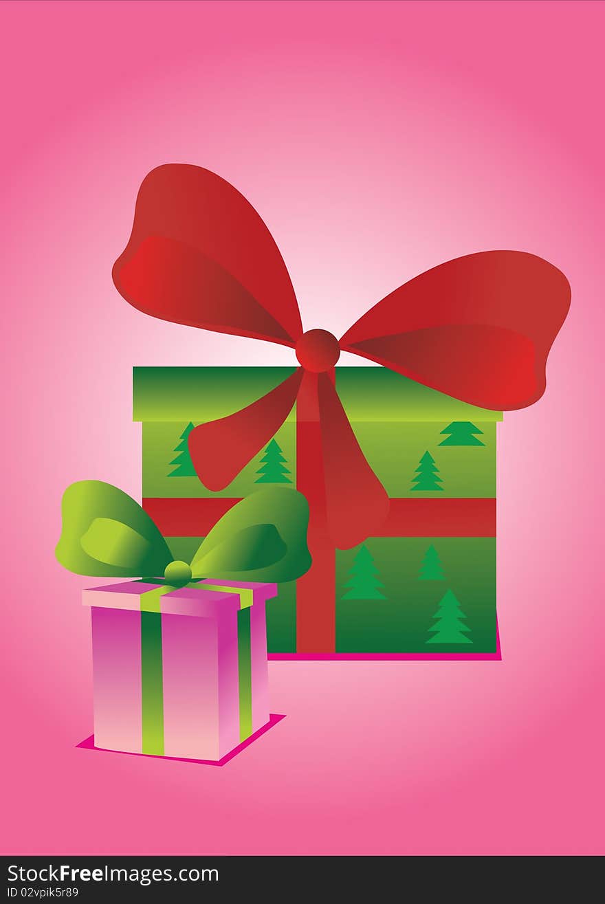 Two gift on a pink background