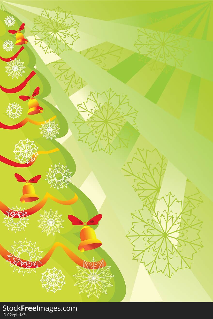 Christmas tree on a green background