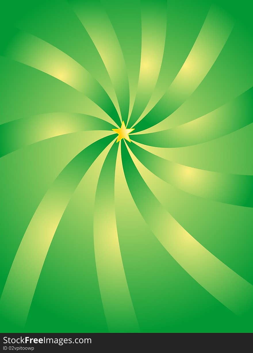 Green abstract background and star. Green abstract background and star