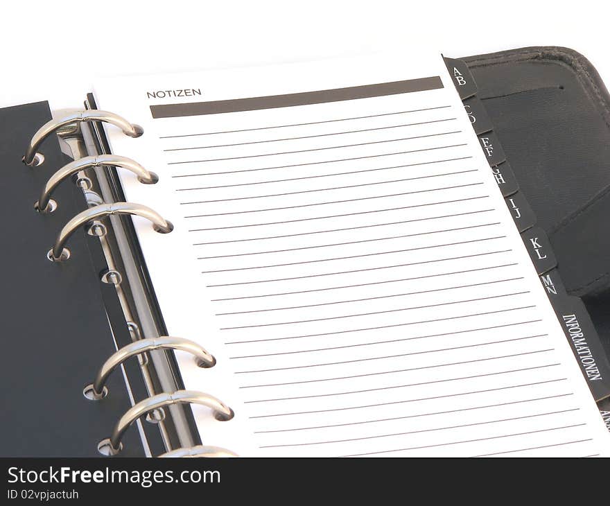 Open notebook with blank cards