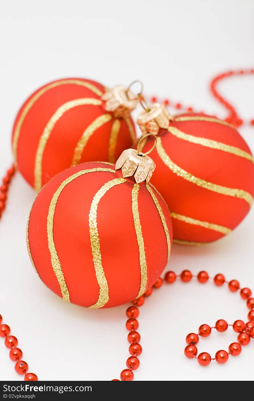 Christmas red ball ornament close up. Christmas red ball ornament close up