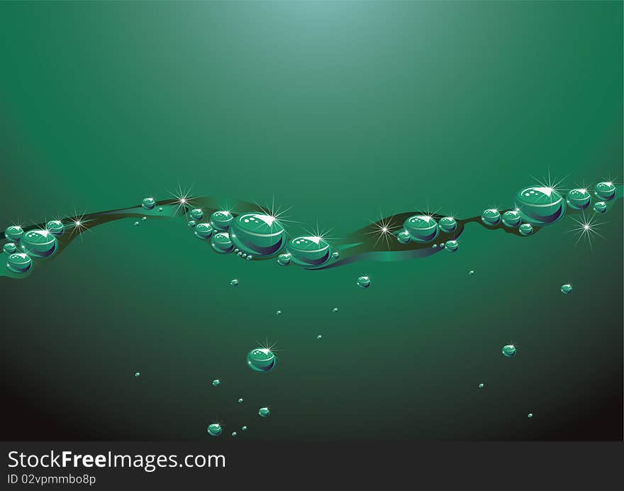 Green background with water waves. Green background with water waves