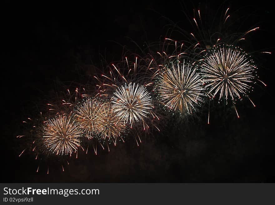 Celebratory fireworks in the night sky