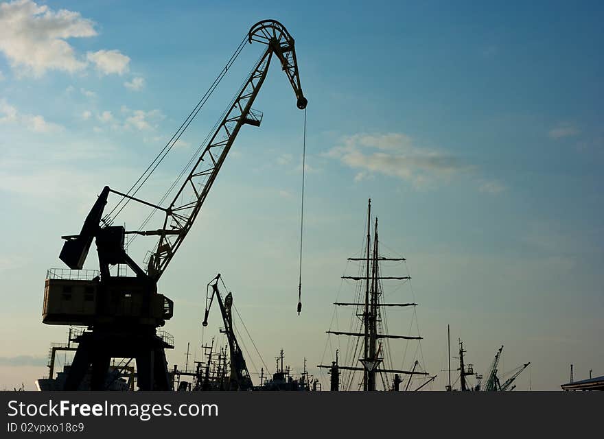 Crane in port of Lithuania