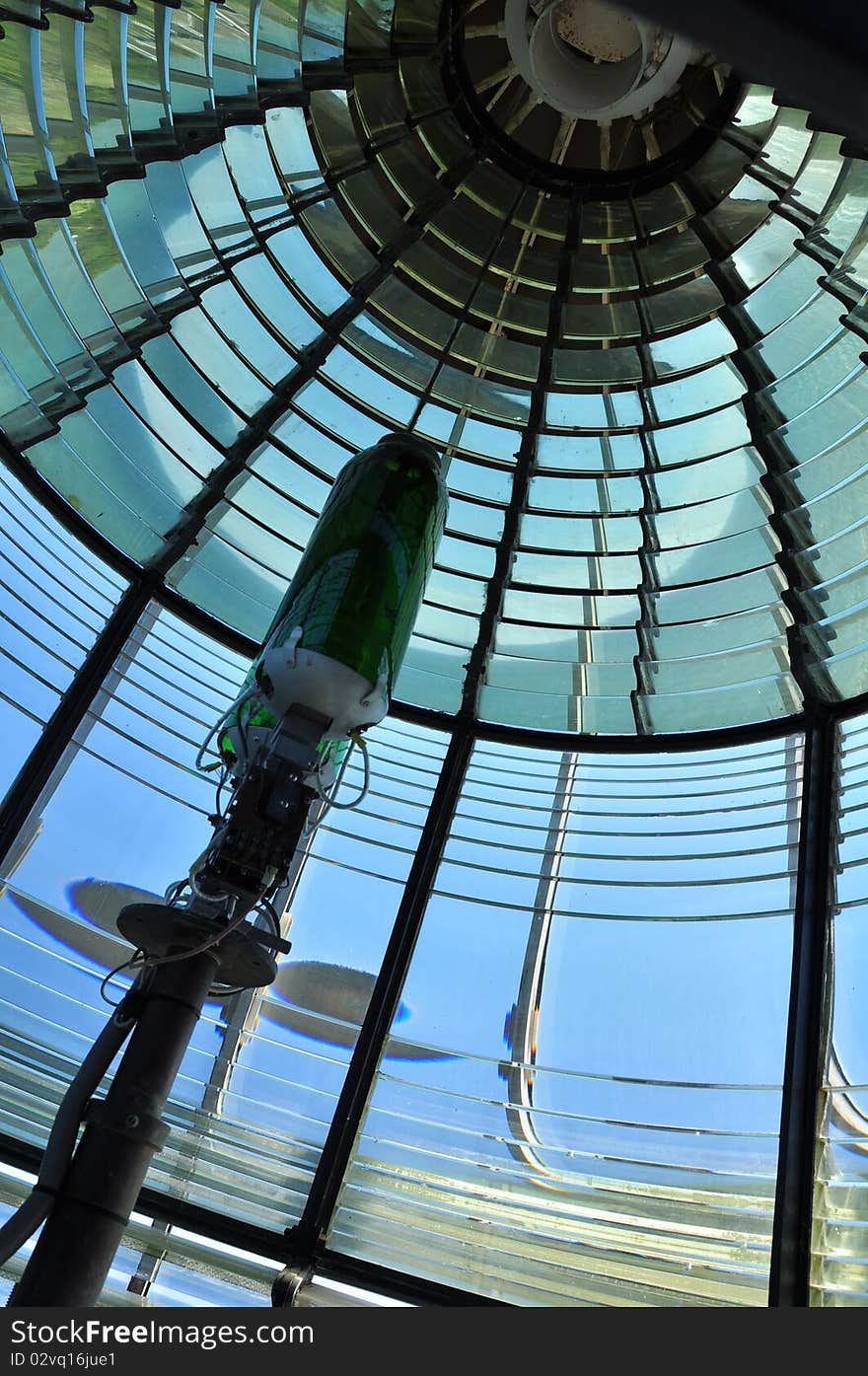 View from the bottom of the lens of a lighthouse. View from the bottom of the lens of a lighthouse