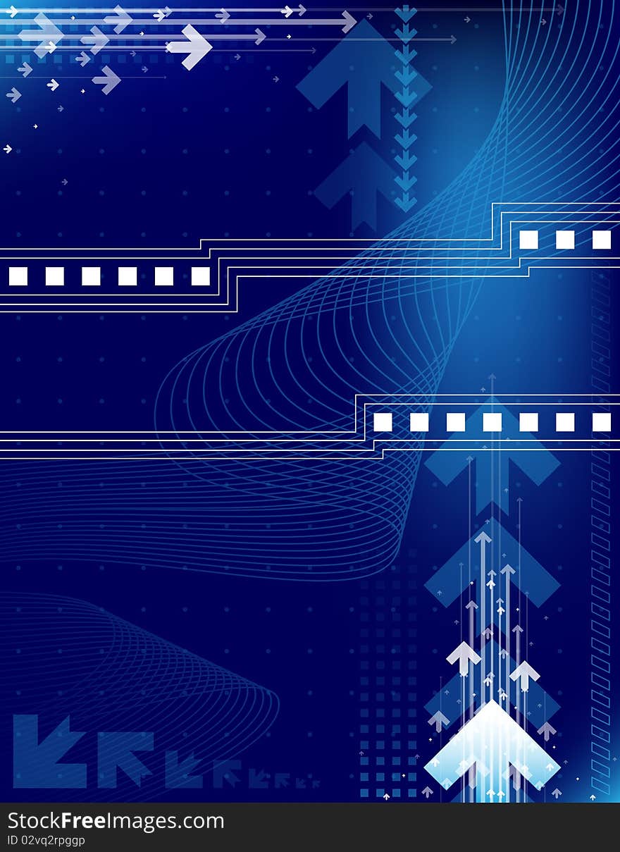 Abstract blue background with arrows