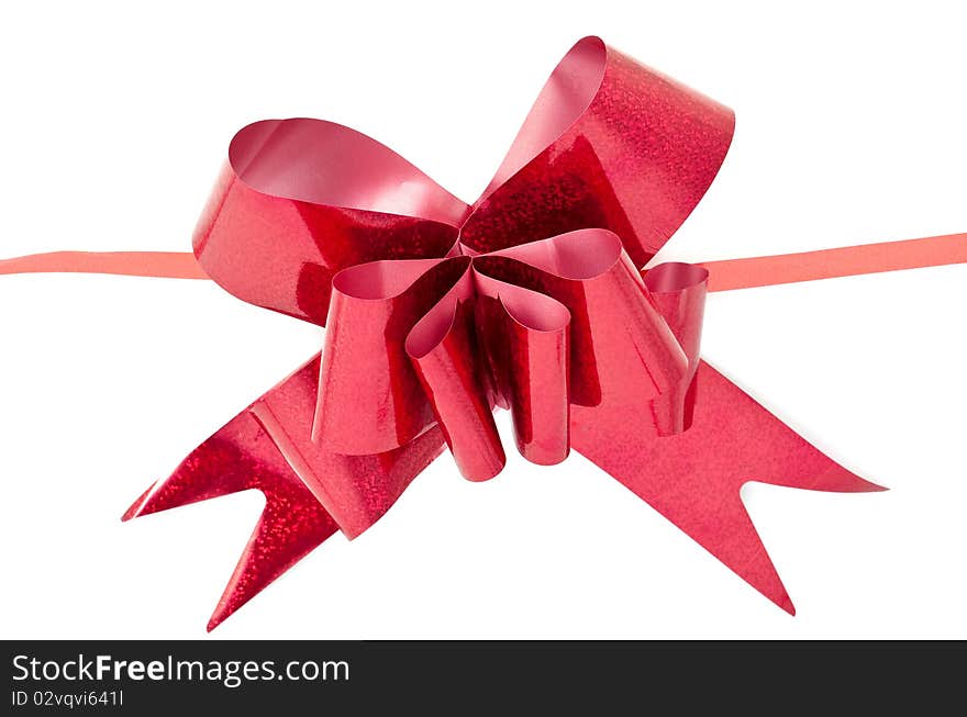 Red bow on white background