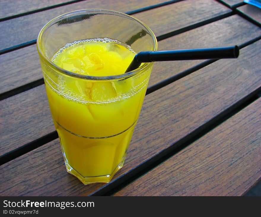 Fresh orange juice in small cafe in Tallinn