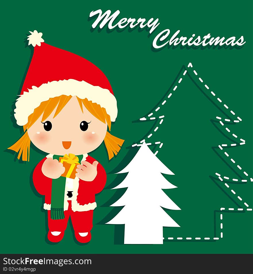 Vector illustration about Christmas girl