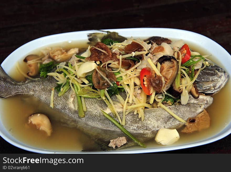 The Chinese style boiled fish. The Chinese style boiled fish