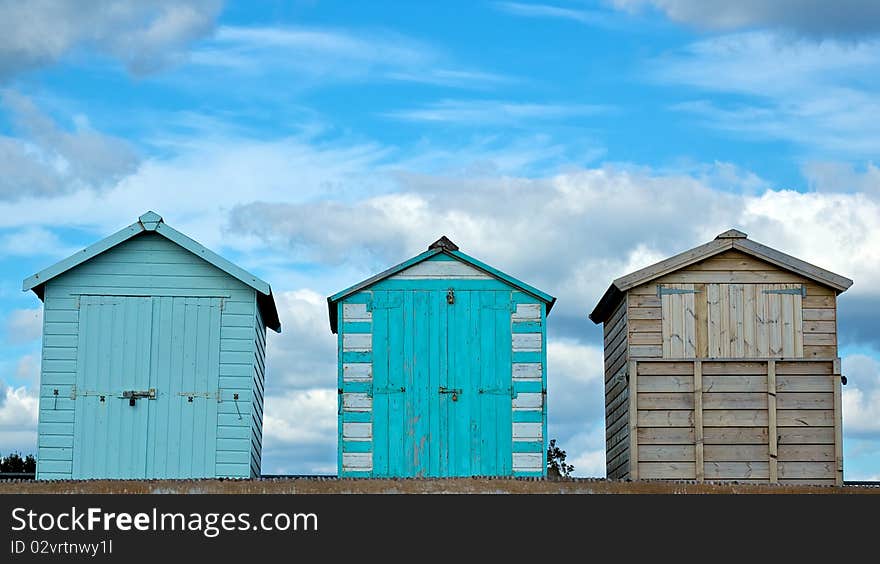 Three beach huts