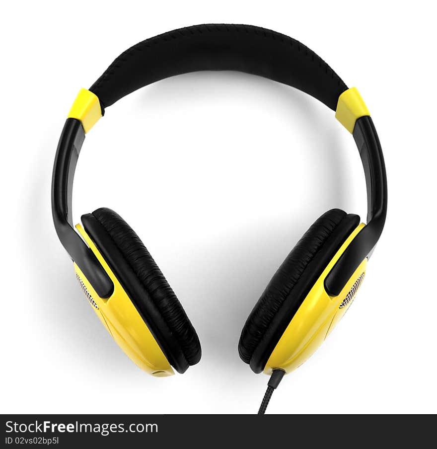 Headphones yellow isolated on a white background. Headphones yellow isolated on a white background.