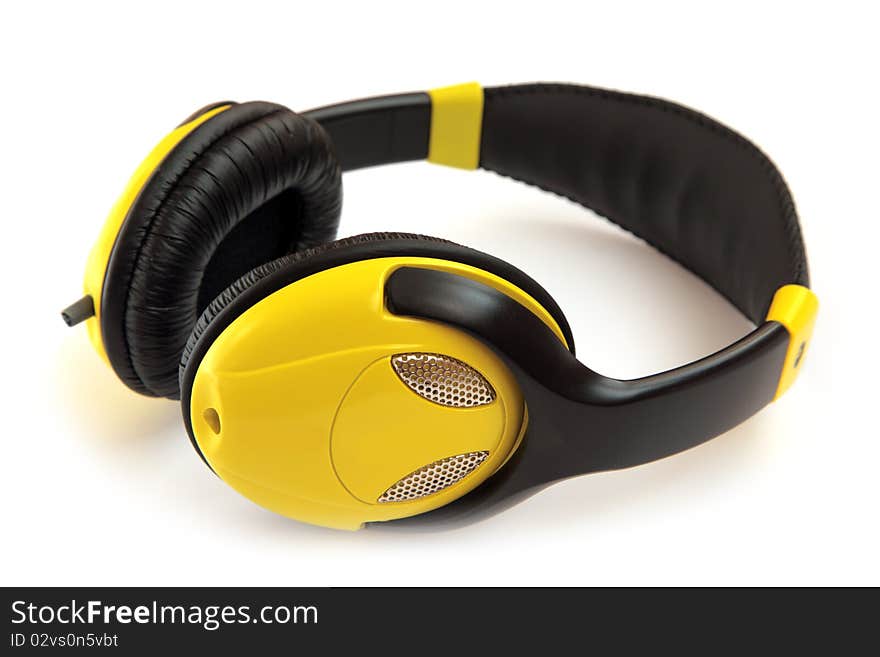 Headphones yellow isolated on a white background. Headphones yellow isolated on a white background.