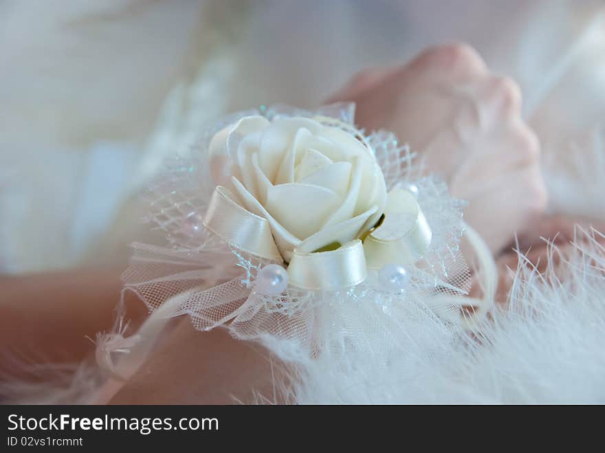 Female hands with decorative rose on it. Female hands with decorative rose on it.