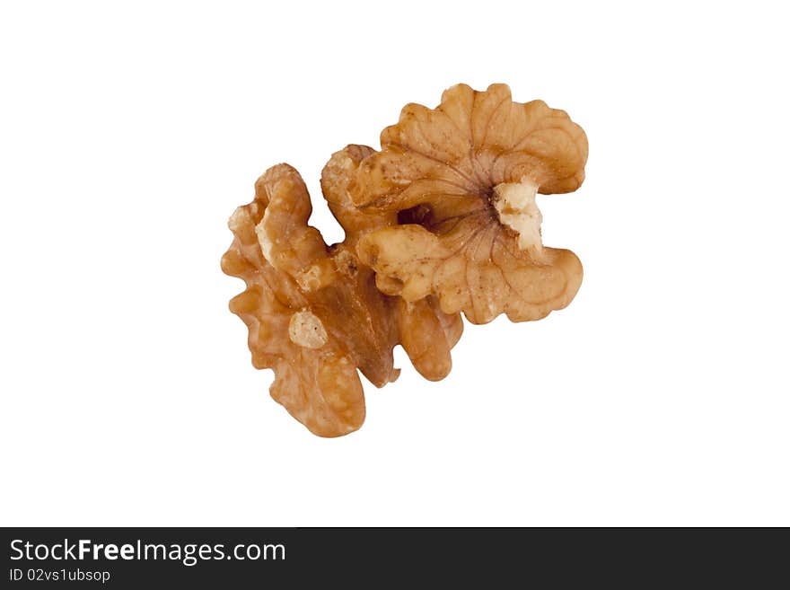 Brown walnuts isolated on a white background.