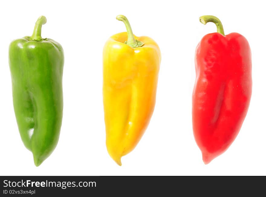 Multicolored Peppers Isolated On White