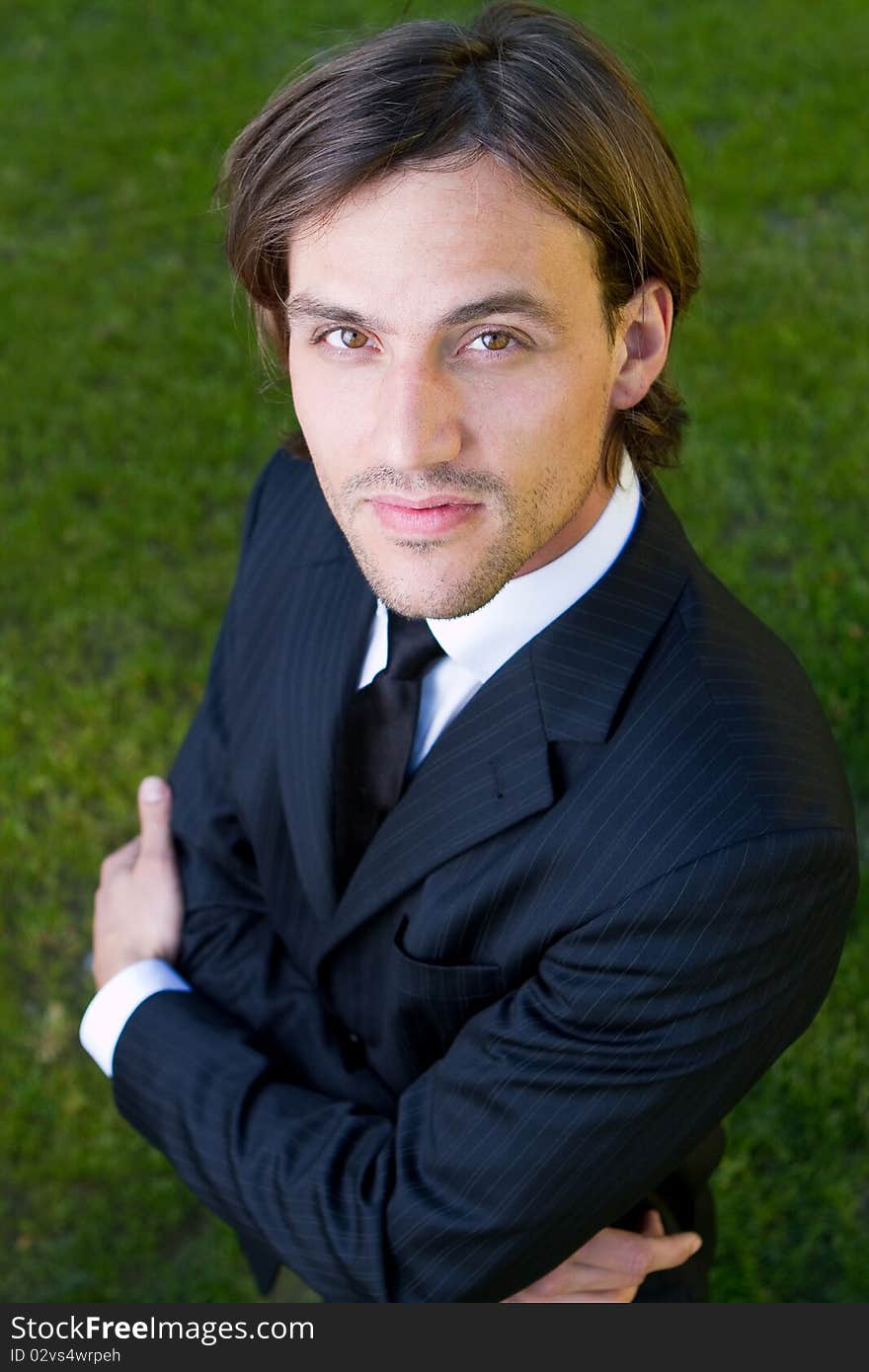 Young Businessman In Garden