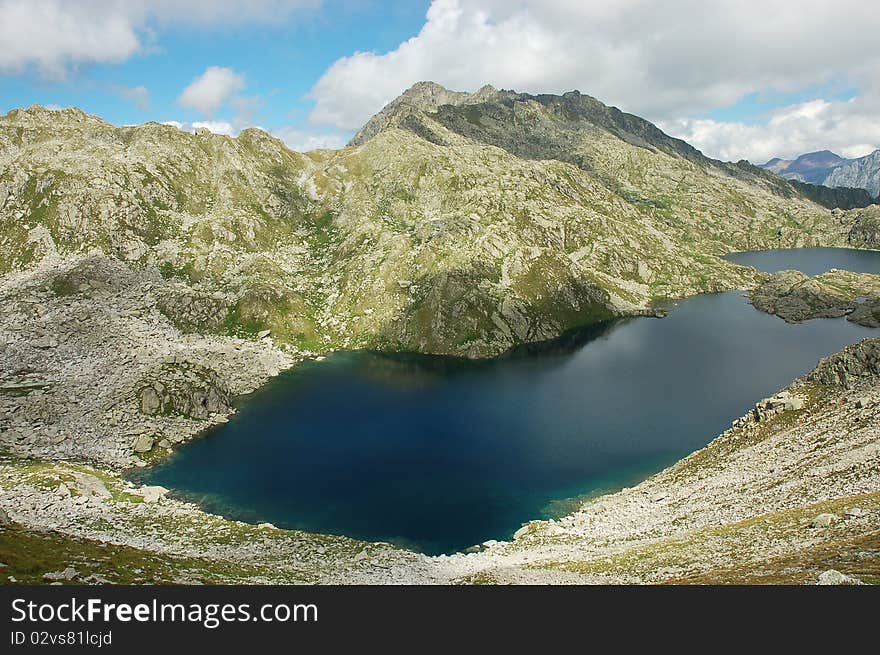 Gelato and Serodoli Lakes (on the right)  in Brenta Dolomites, Italy. Gelato and Serodoli Lakes (on the right)  in Brenta Dolomites, Italy.