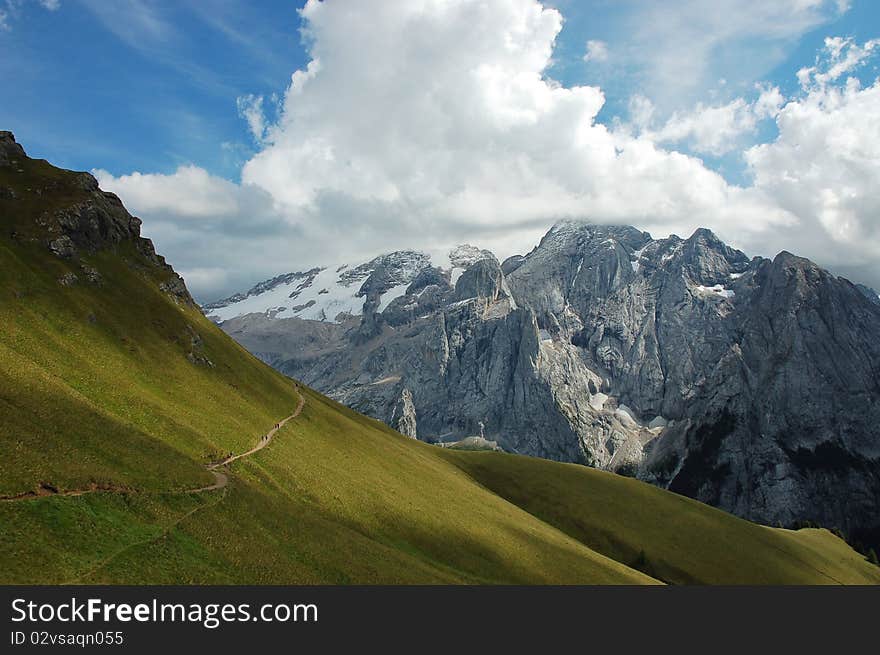 View on Marmolada peak.