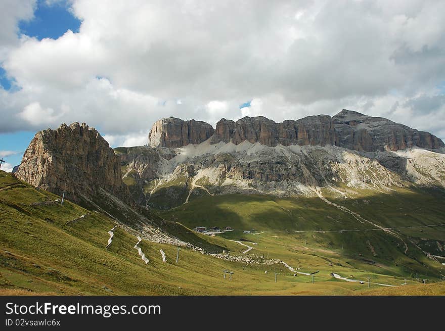 Veiw Of Massiv Sella In Dolomites.