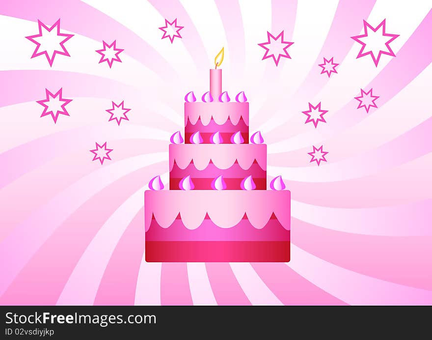 Strawberry pink cake with stars. Strawberry pink cake with stars