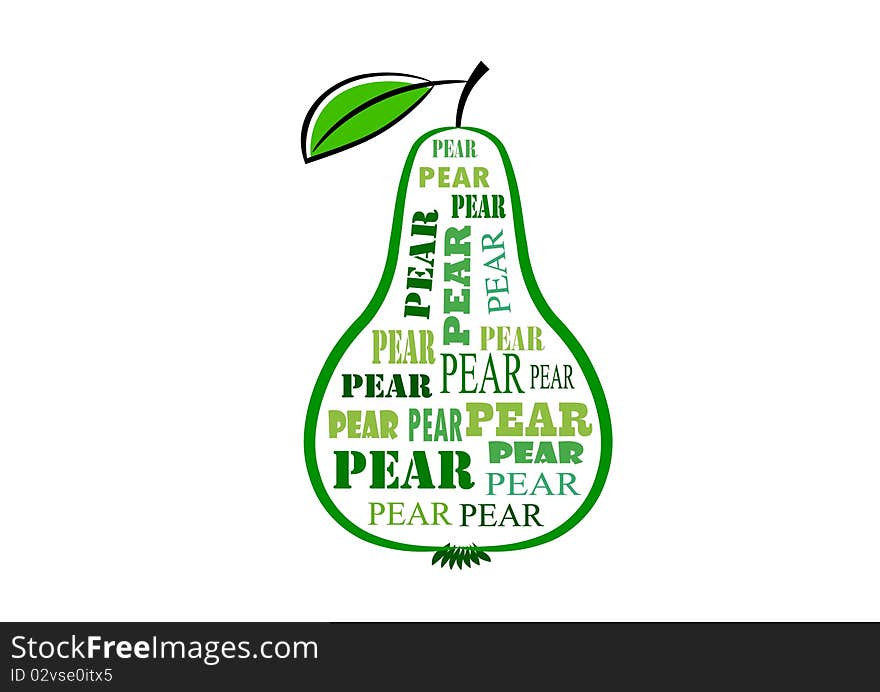 Green pear on a white background