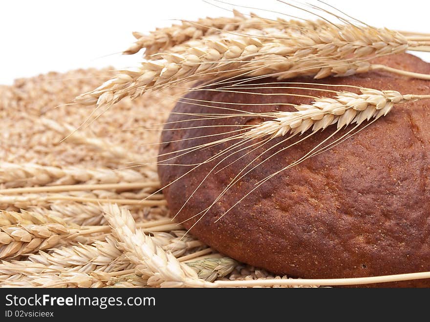 Bread with wheat and ears