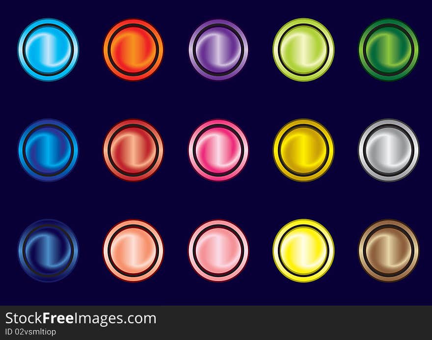 Set Of Multicolor Buttons